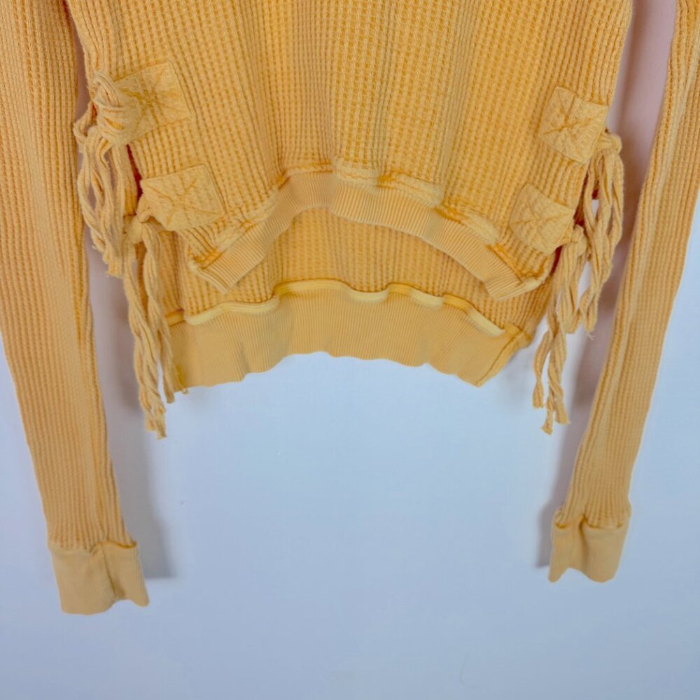 Free People Interlaken Cropped Thermal Waffle Knit Long Sleeve Top Size Small S - Picture 3 of 11